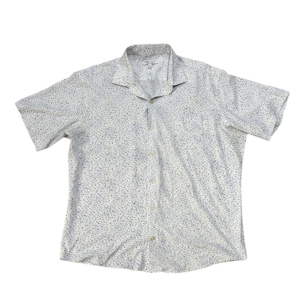 Peter‎ Millar Men's L Bird Graphic Print Short Sleeve Button Up Shirt light